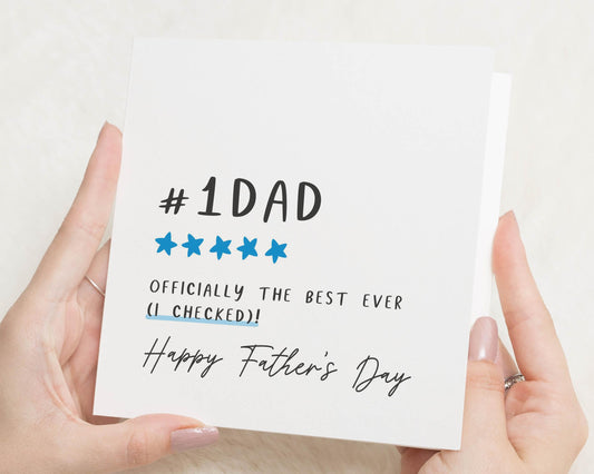 Fathers Day Card, 1 Dad Card, Fathers Day Card from Son or Daughter, Best Dad Card, Funny Fathers Day Card, Happy Fathers Day Card