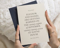 Ivory Wedding Invitations with Navy Envelopes, Minimalist Wedding Invites, Elegant Typography, Personalised Invitation Suite