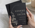 Gold Foil Wedding Invitations, Black Champagne Tower Wedding Invite, Elegant Party Invitation, Personalised Wedding Stationery