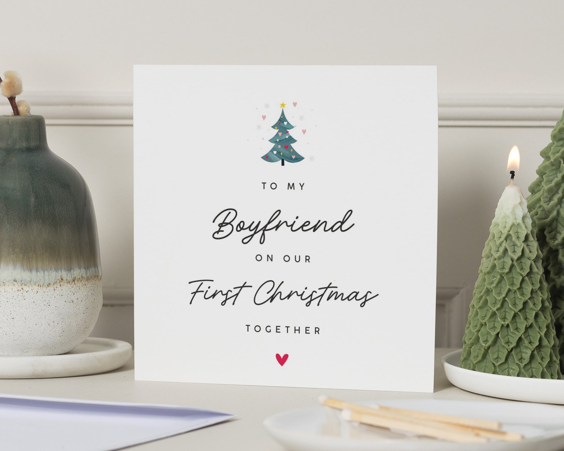 First Christmas Card for Boyfriend, Christmas Card for Him, Personalised Christmas Card, Cute Christmas Card for Boyfriend