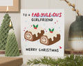 Christmas Card for Girlfriend, Funny Christmas Card for Her, Cute Yule Log Card, Fab Yuleous Card, Personalised Xmas Card