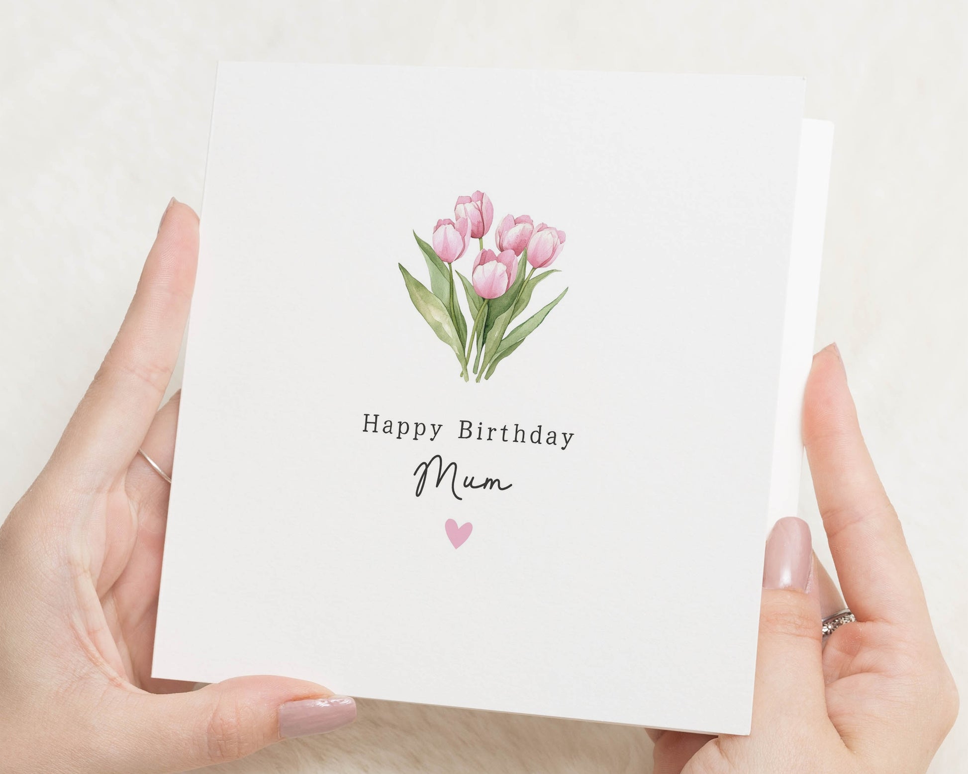 Birthday Card for Mum, Floral Birthday Card, Mum Birthday Card, Happy Birthday Card for Her, Simple Birthday Card, Tulip Card