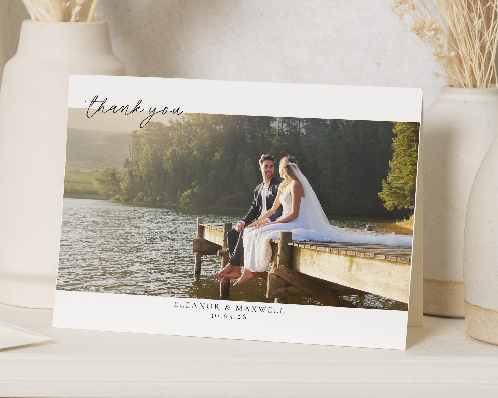 Personalised Wedding Thank You Card, Photo Thank You Card, Folded Wedding Thank You Cards, Wedding Thank You Cards, Simple Thank You Card
