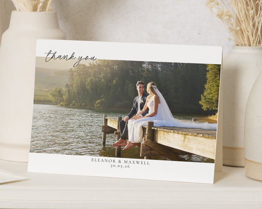 Personalised Wedding Thank You Card, Photo Thank You Card, Folded Wedding Thank You Cards, Wedding Thank You Cards, Simple Thank You Card
