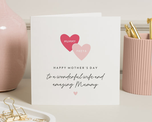 Mothers Day Card for Wife, Personalised Mothers Day Card, Mummy Card, Mothers Day Card from Daughter, Custom Mothers Day Card