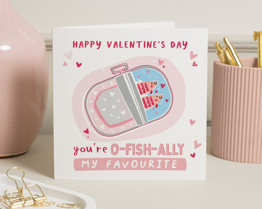 Valentines Day Card, Funny Valentines Card, Card for Him, Card for Her, Cute Fish Valentines Card, O Fish Ally Card, Romantic Card