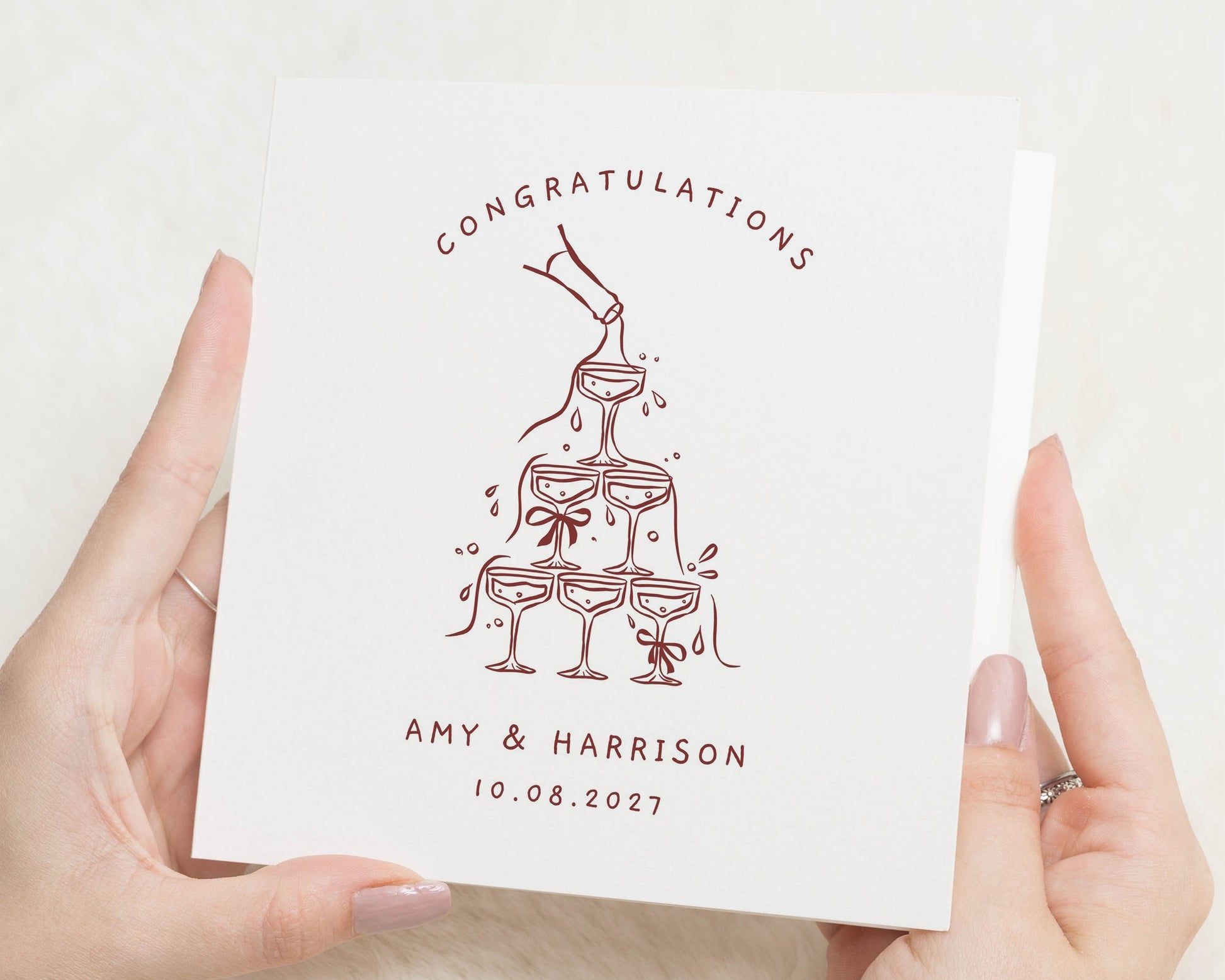Personalised Wedding Card, Congratulations Card, Engagement Card, Wedding Day Card, Custom Wedding Congratulations Card, Champagne Card