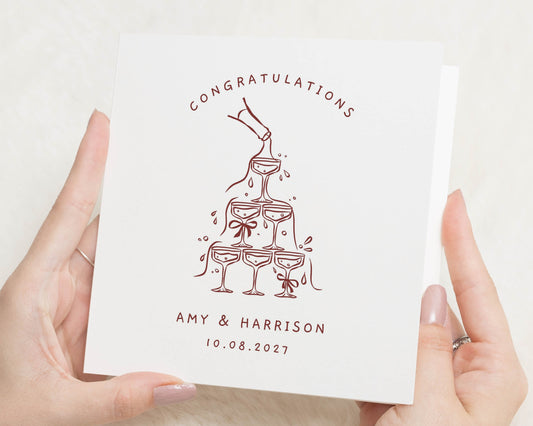 Personalised Wedding Card, Congratulations Card, Engagement Card, Wedding Day Card, Custom Wedding Congratulations Card, Champagne Card