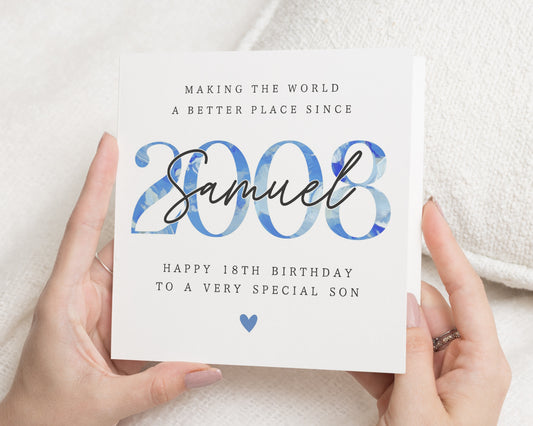 18th Birthday Card for Son, Personalised Birthday Card for Him, Special Son Birthday Card, Custom Name 18th Birthday Card