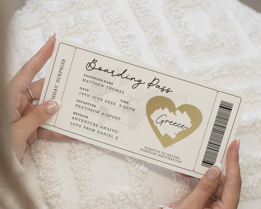 Personalised Boarding Pass Gift, Holiday Reveal Ticket, Scratch to Reveal, Birthday Surprise, Custom Travel Voucher