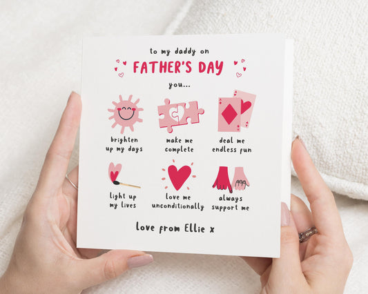 Fathers Day Card from Daughter, Fathers Day Card for Dad, Cute Fathers Day Card, Personalised Card for Daddy, Fathers Day Gift