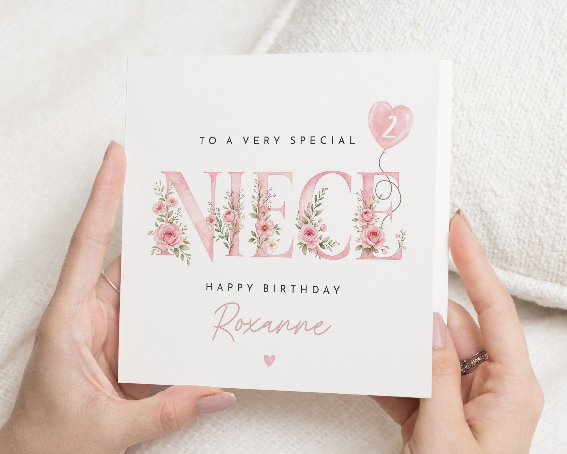 2nd Birthday Card for Niece, Personalised Niece Birthday Card, 2nd Birthday Card for Girl, Floral Birthday Card, Age 2 Card
