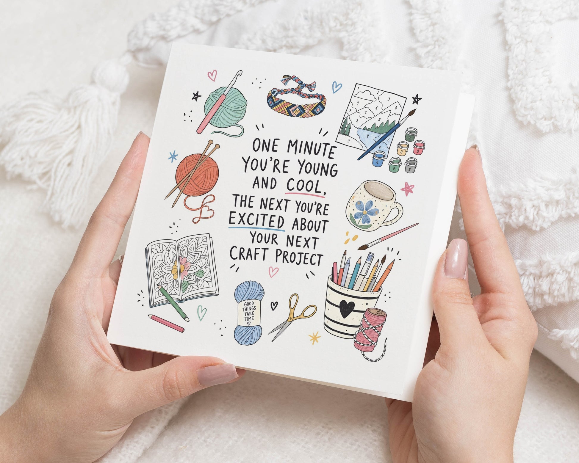 Funny Birthday Card, Birthday Card for Friend, Craft Birthday Card, Knitting Card, Crochet Card, Birthday Card for Her, Card for Mum