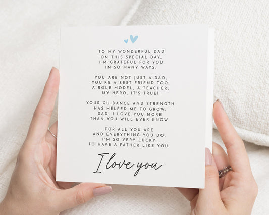 Fathers Day Card for Dad, Birthday Card for Dad, Dad Card, Poem Card for Dad, Card for Him, Best Friend Dad Card, I Love You Dad Card