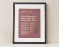 Personalised Gold Foil Song Lyric Print, Dusty Pink Wall Art, Anniversary Gift, Wedding Gift, Gift for Couple, Bedroom Wall Art