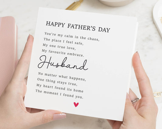 Fathers Day Card for Husband, Husband Fathers Day Card, Romantic Fathers Day Card, Father's Day Card from Wife, Poem Card for Him