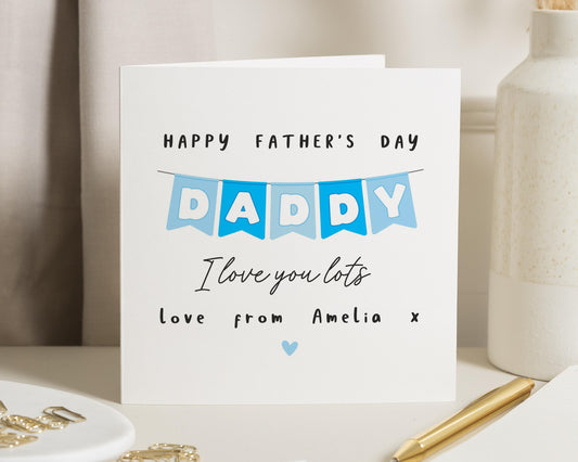 Fathers Day Card for Daddy, Personalised Fathers Day Card from Daughter, I Love You Daddy Card, Cute Fathers Day Card for Him