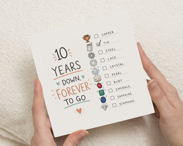 10th Anniversary Card, 10 Year Anniversary Card, Tin Anniversary Card, 10 Years Down Card, Wedding Anniversary Card for Couple