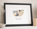 Personalised Proposal Print, Engagement Gift for Couple, Wedding Keepsake Wall Art, Beach Illustration, Custom Date Location Print