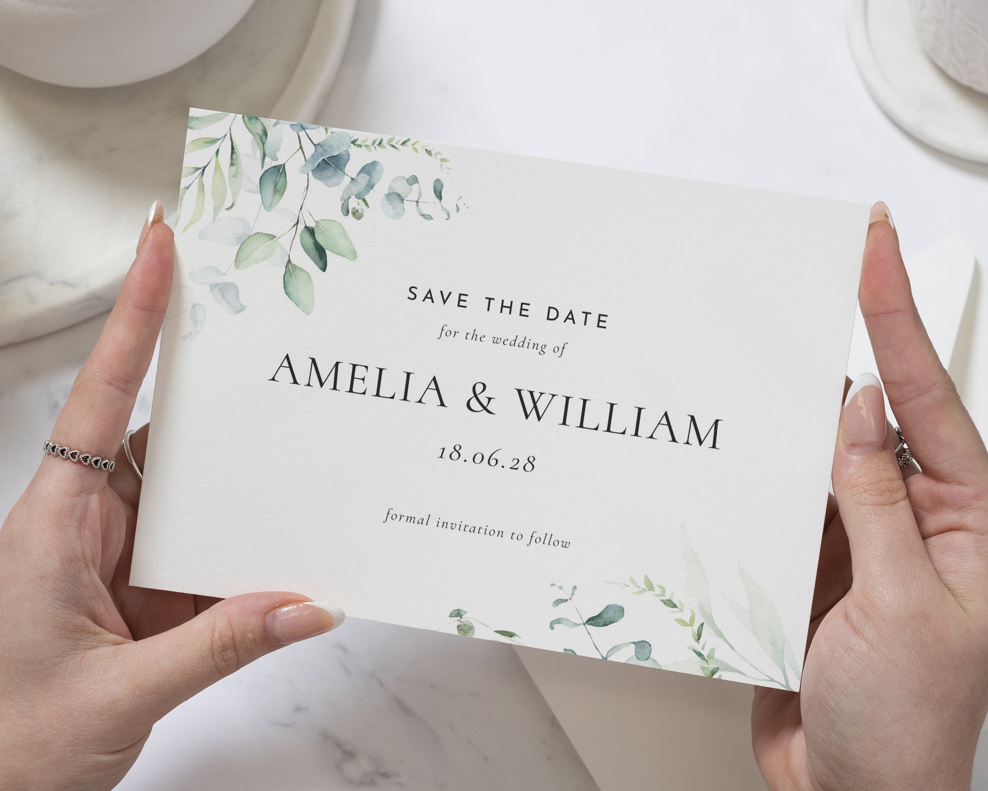 Personalised Save the Date Card, Wedding Save the Date Card, Greenery Save the Date, Simple Save the Date, Custom Save the Date Card