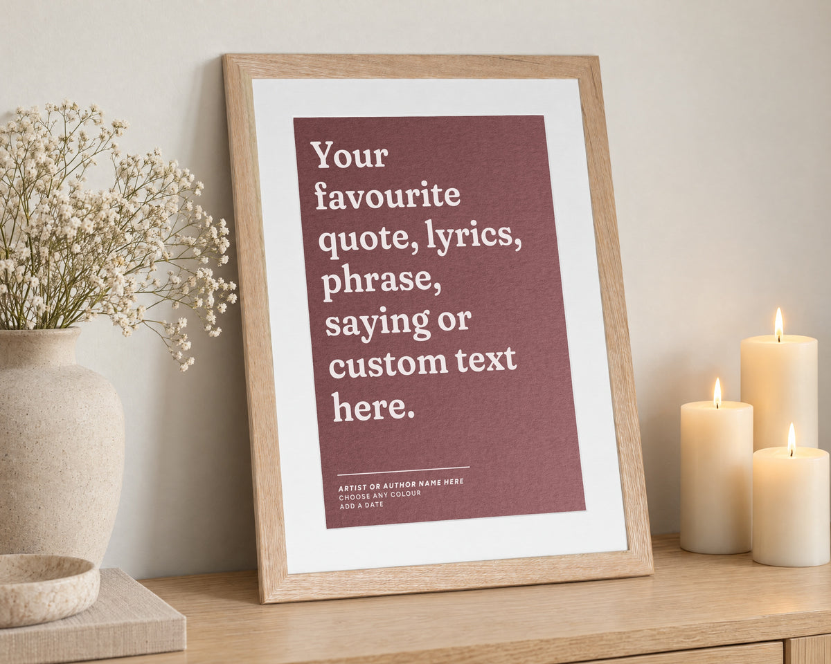 Personalised Quote Print, Custom Text Wall Art, Burgundy Wall Art, Favourite Lyrics Poster, Gift for Her, Serif Typography Print