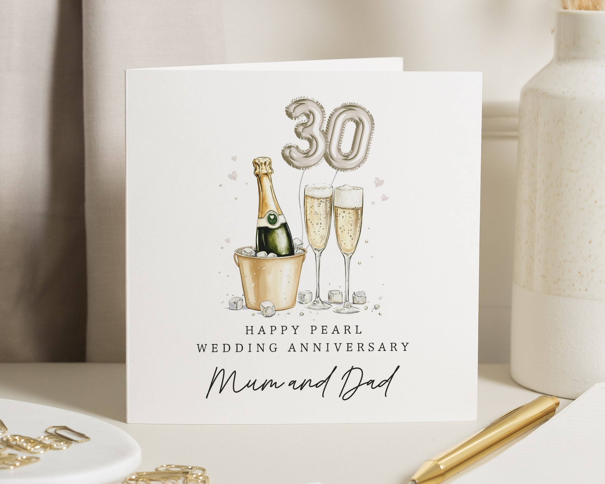 30th Anniversary Card for Mum and Dad, Pearl Wedding Anniversary Card, Personalised Anniversary Card, Anniversary Card for Parents