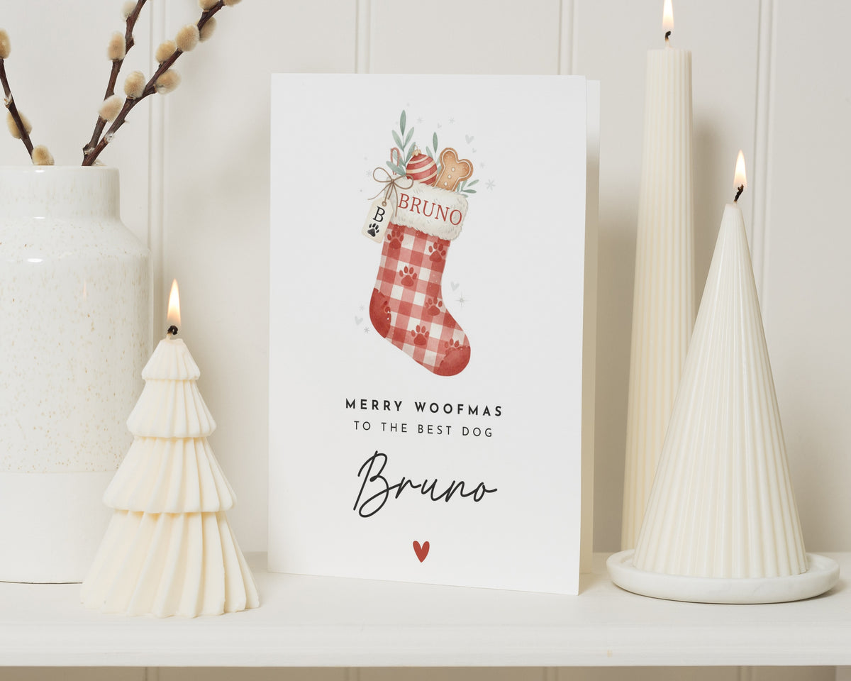 Personalised Dog Christmas Card, Merry Woofmas Card, Christmas Card for Dog, Pet Christmas Card, Dog Owner Christmas Card