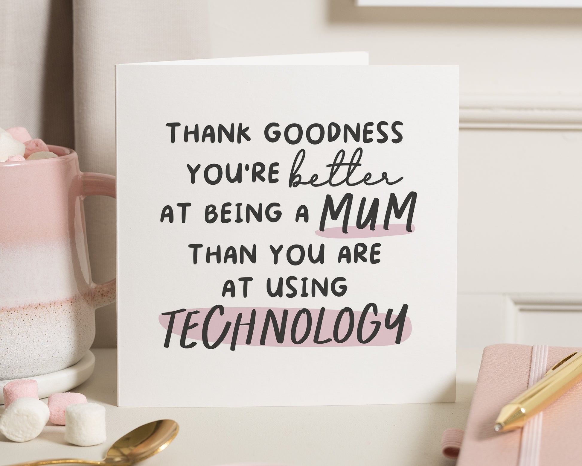 Funny Mothers Day Card, Mum Birthday Card, Card for Mum, Technology Joke Card, Birthday Card for Her, Personalised Mum Card