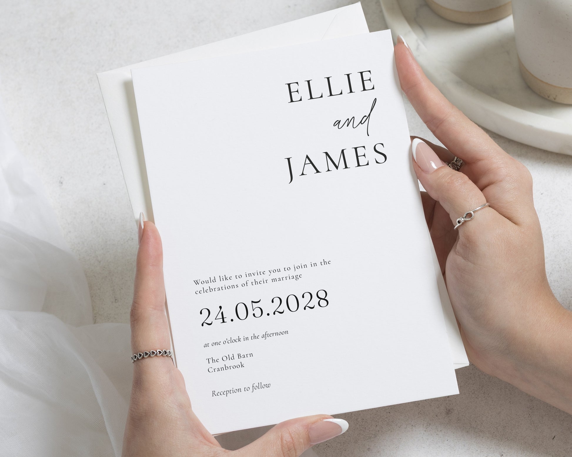 Minimalist Wedding Invitations, Simple Black and White Wedding Invite, Elegant Typography Wedding Invitation Suite, Personalised Invites