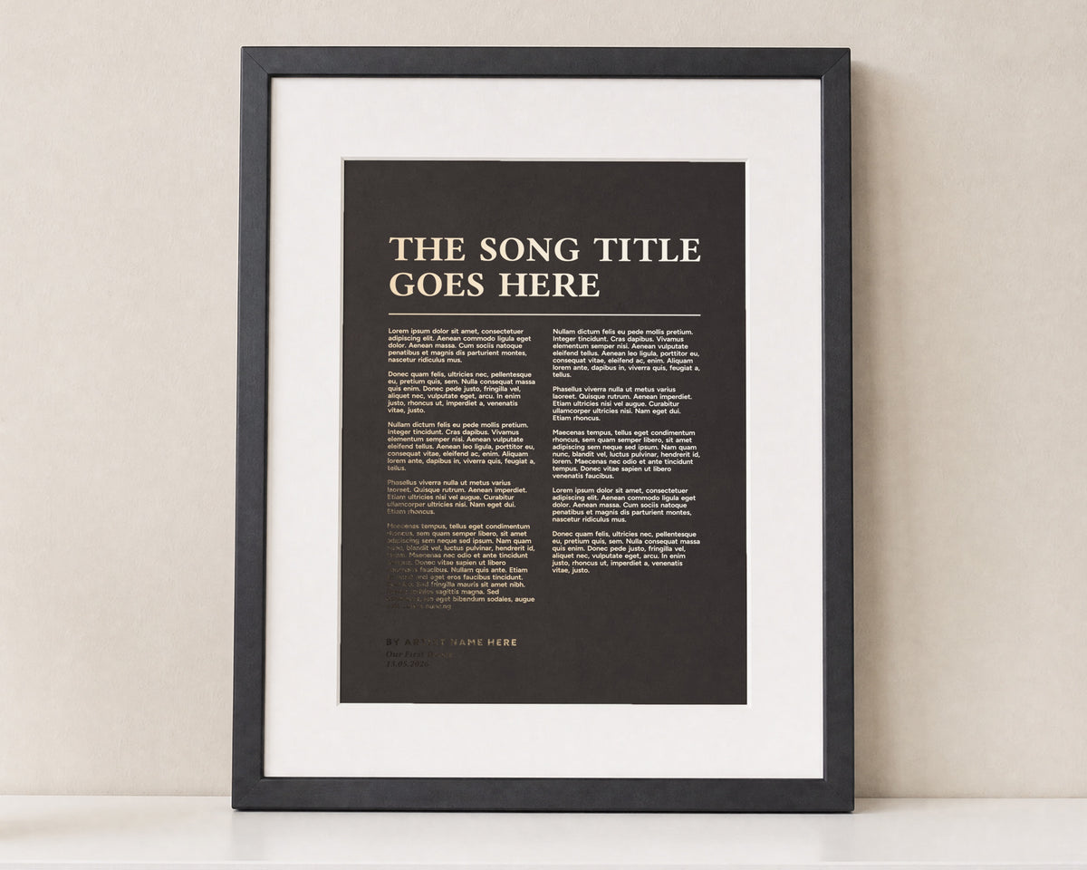 Personalised Song Lyrics Print, Gold Foil First Dance Wall Art, Chocolate Brown Wall Art, Wedding Gift for Couple, Anniversary Gift