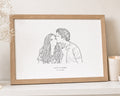 Personalised Line Art Print from Your Photo, Couple or Group Portrait, Wedding Date Print, Anniversary Gift, White Wall Art
