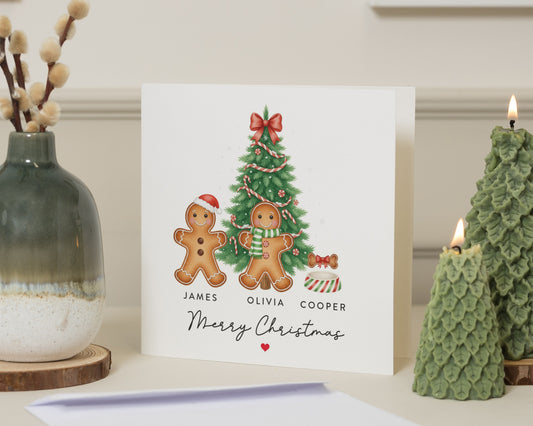 Personalised Christmas Card, Family Christmas Card, Gingerbread Card, Merry Christmas Card, Custom Xmas Card