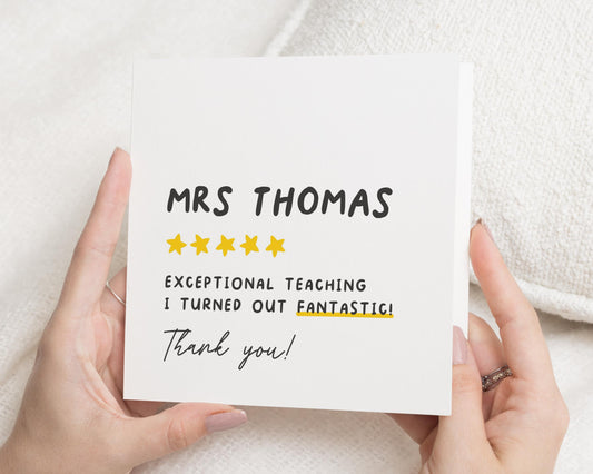 Teacher Thank You Card, Thank You Card for Teacher, Personalised Teacher Card, End of Term Card, Thank You Card for Her, Star Teacher Card