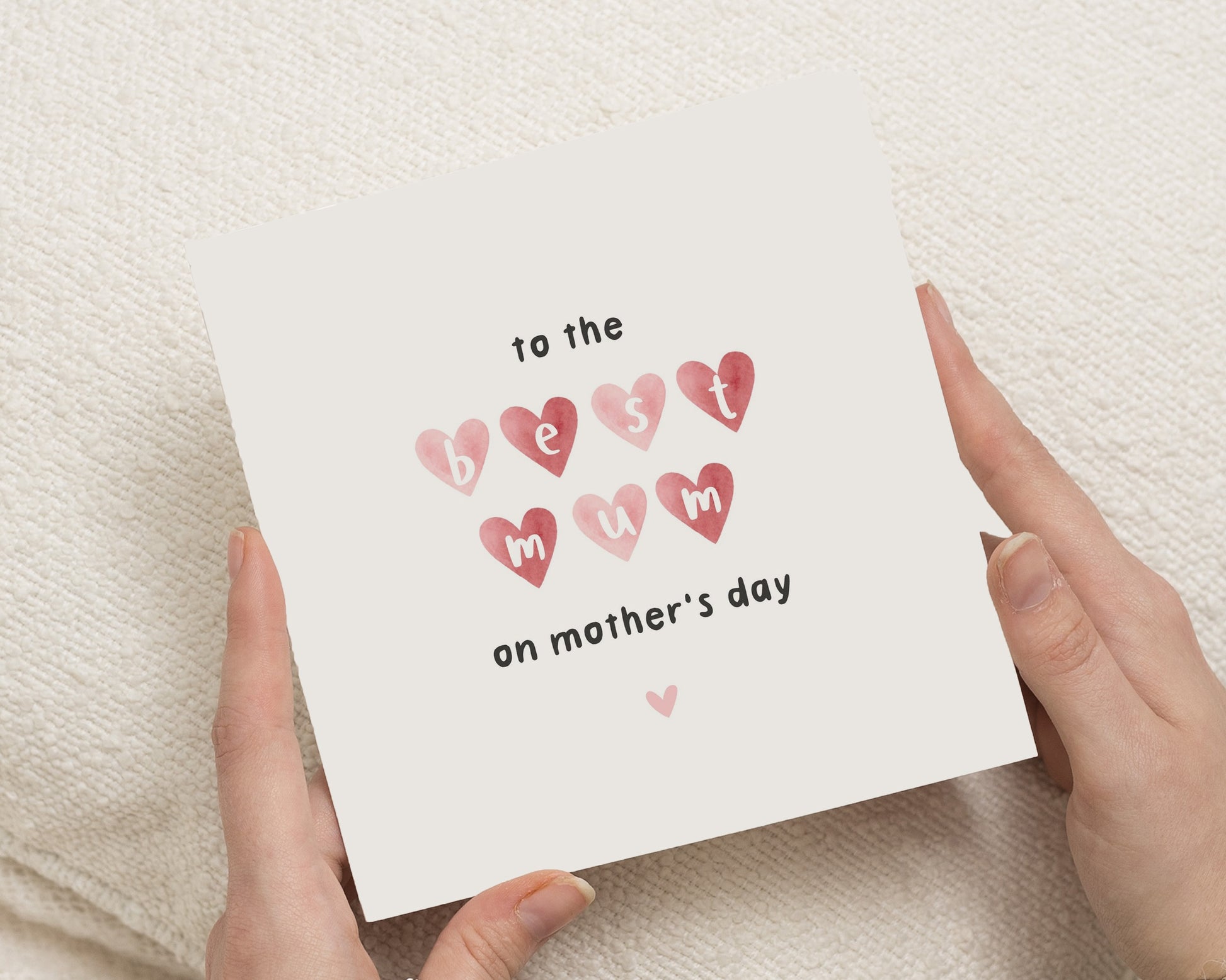 Mother's Day Card for Mum, Best Mum Mother's Day Card, Cute Heart Mother's Day Card, Card for Her, Mum Card, Simple Mother's Day Card