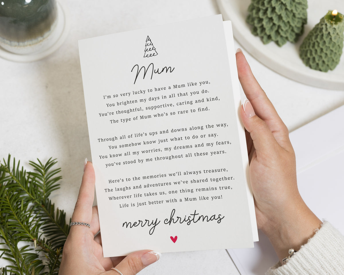 Christmas Card for Mum, Mum Christmas Card, Merry Christmas Mum Card, Poem Christmas Card for Mother, Sentimental Mummy Card