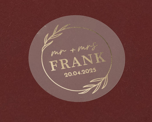 Wedding Sticker Personalised, Mr And Mrs Wedding Label, Custom Gold Foil Wedding Sticker, Wedding Envelope Seal, Name Date Sticker