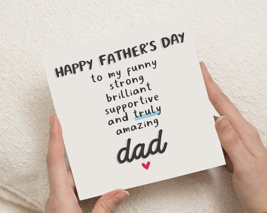 Fathers Day Card for Dad, Funny Fathers Day Card, Fathers Day Card from Daughter, Fathers Day Card from Son, Amazing Dad Card