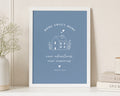 Personalised New Home Print, Blue Wall Art, Home Sweet Home Gift, House Warming Gift, First Home Gift, Couple Gift, White Framed Print