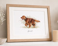 Personalised Dog or Pet Name Print from Your Photo, Watercolour Pet Portrait, Dog Lover Gift, Custom Wall Art, Oak Framed Print With Mount