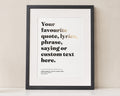 Personalised Gold Foil Song Lyrics Print, Off White Wall Art, First Dance Wedding Gift, Custom Quote Print, Black Framed Print