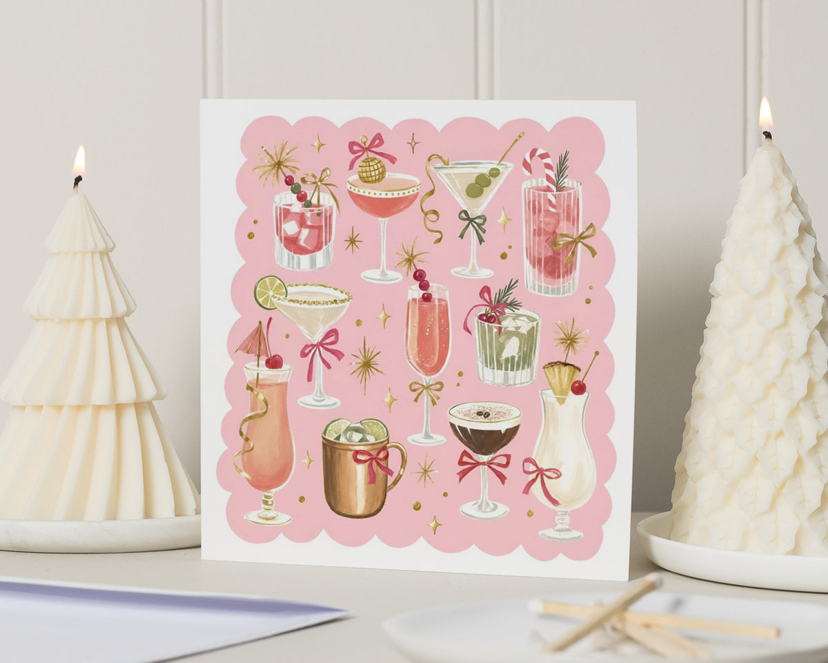 Christmas Card for Friend, Cocktail Christmas Card, Christmas Card for Her, Cute Christmas Card, Festive Drinks Christmas Card
