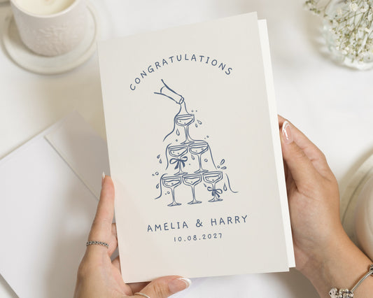 Personalised Wedding Card, Wedding Congratulations Card, Congratulations Card for Couple, Champagne Wedding Card, Newlyweds Card