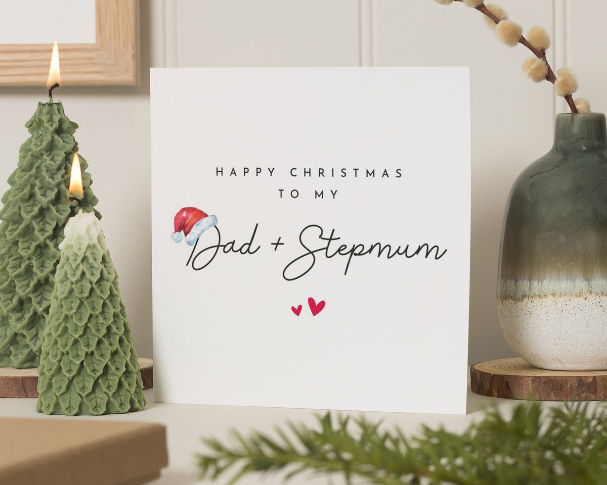 Christmas Card for Dad and Stepmum, Dad Christmas Card, Step Mum Christmas Card, Christmas Card for Parents, Cute Xmas Card