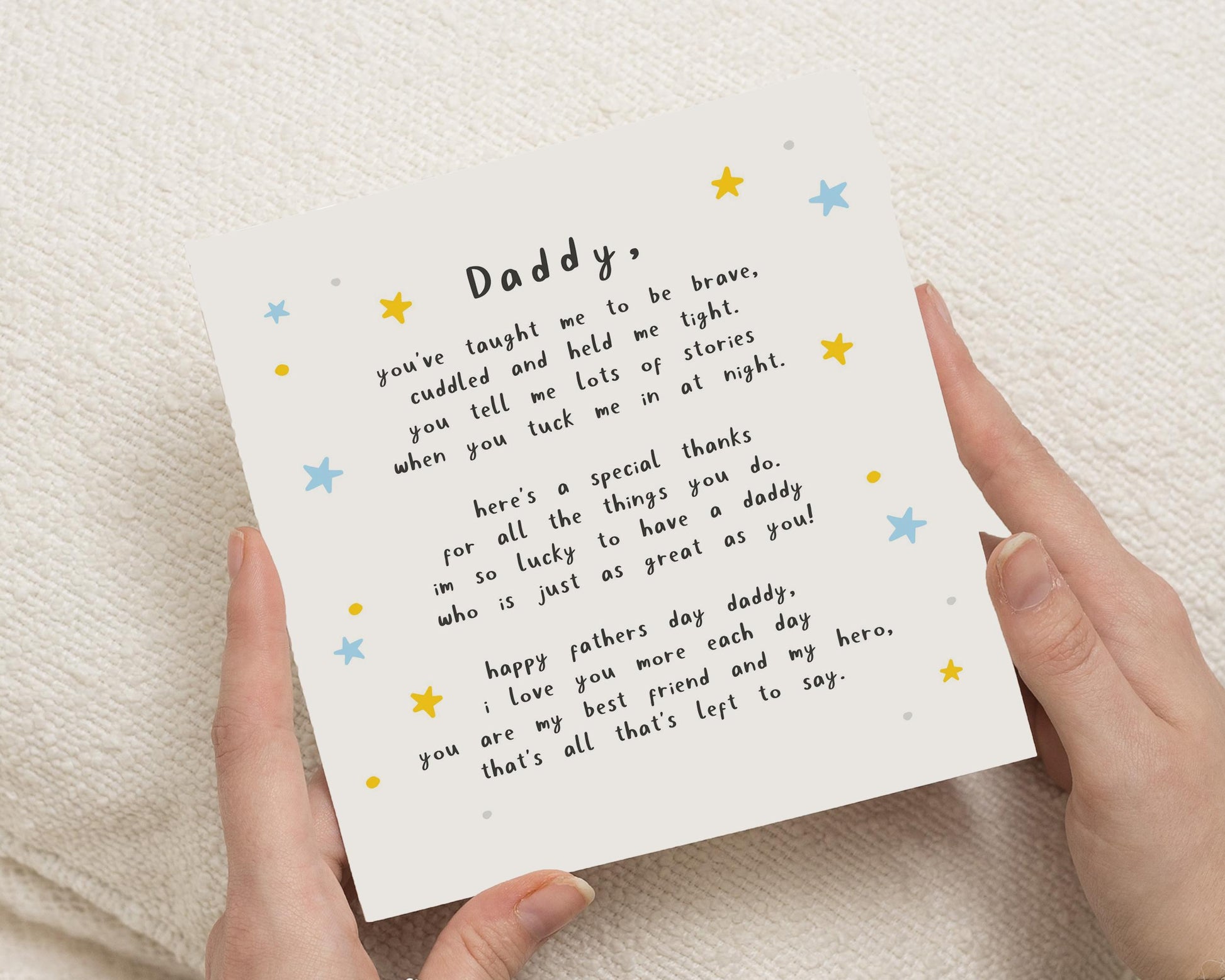 Fathers Day Card for Daddy, Daddy Fathers Day Card, Fathers Day Card from Child, Cute Fathers Day Card, Poem Card for Dad