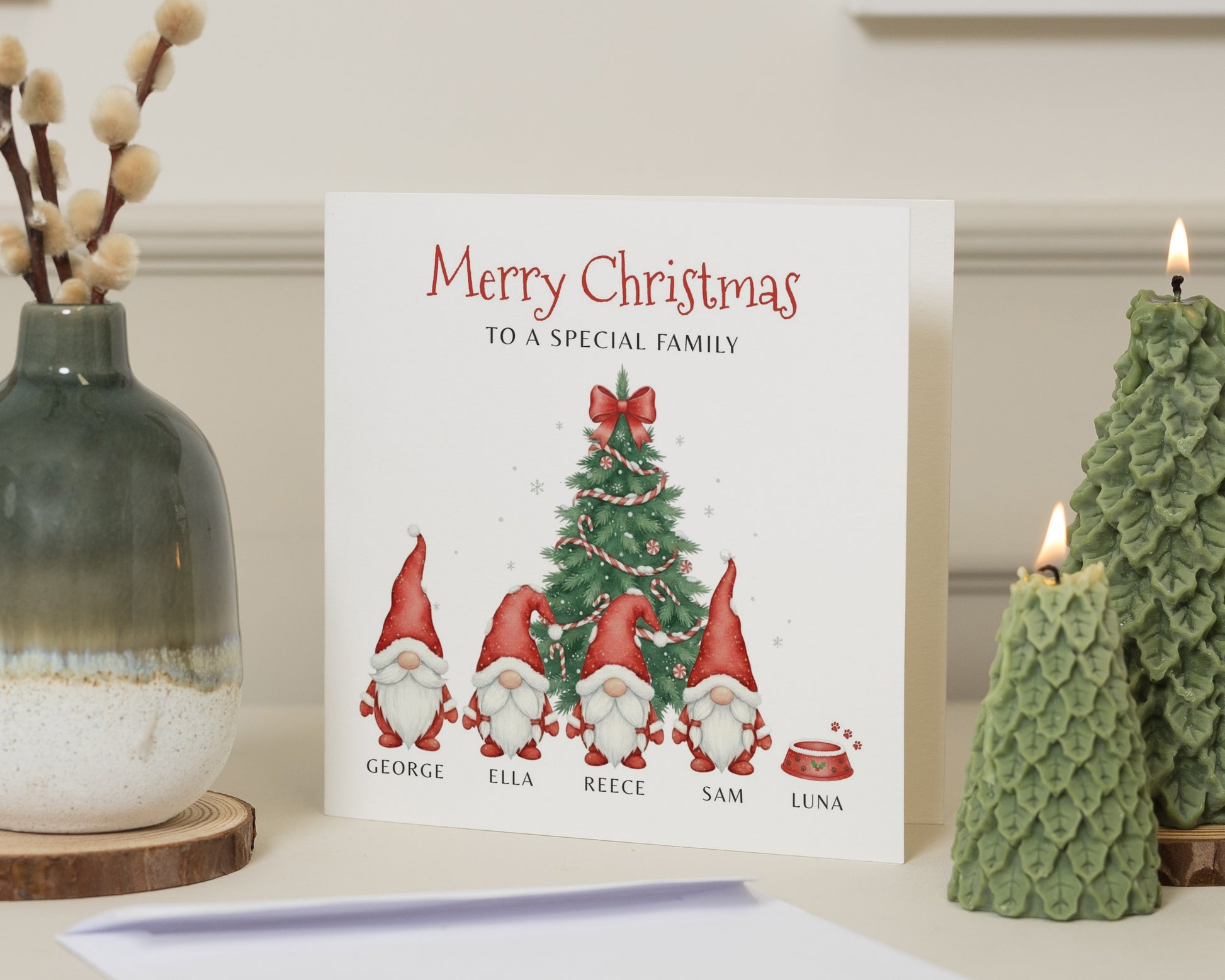 Christmas Card for Family, Personalised Family Christmas Card, Gonk Christmas Card, Custom Christmas Card, Christmas Card for Mum Dad