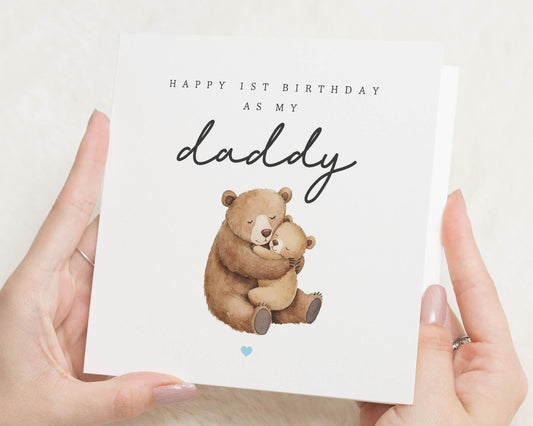1st Birthday Card for Daddy, First Birthday Card from Baby, Bear Birthday Card for Dad, Cute Daddy Birthday Card, Personalised Card