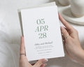 Sage Green Wedding Invitations, Minimalist Date Wedding Invite, Elegant Typography Wedding Stationery, Personalised Invitation Suite