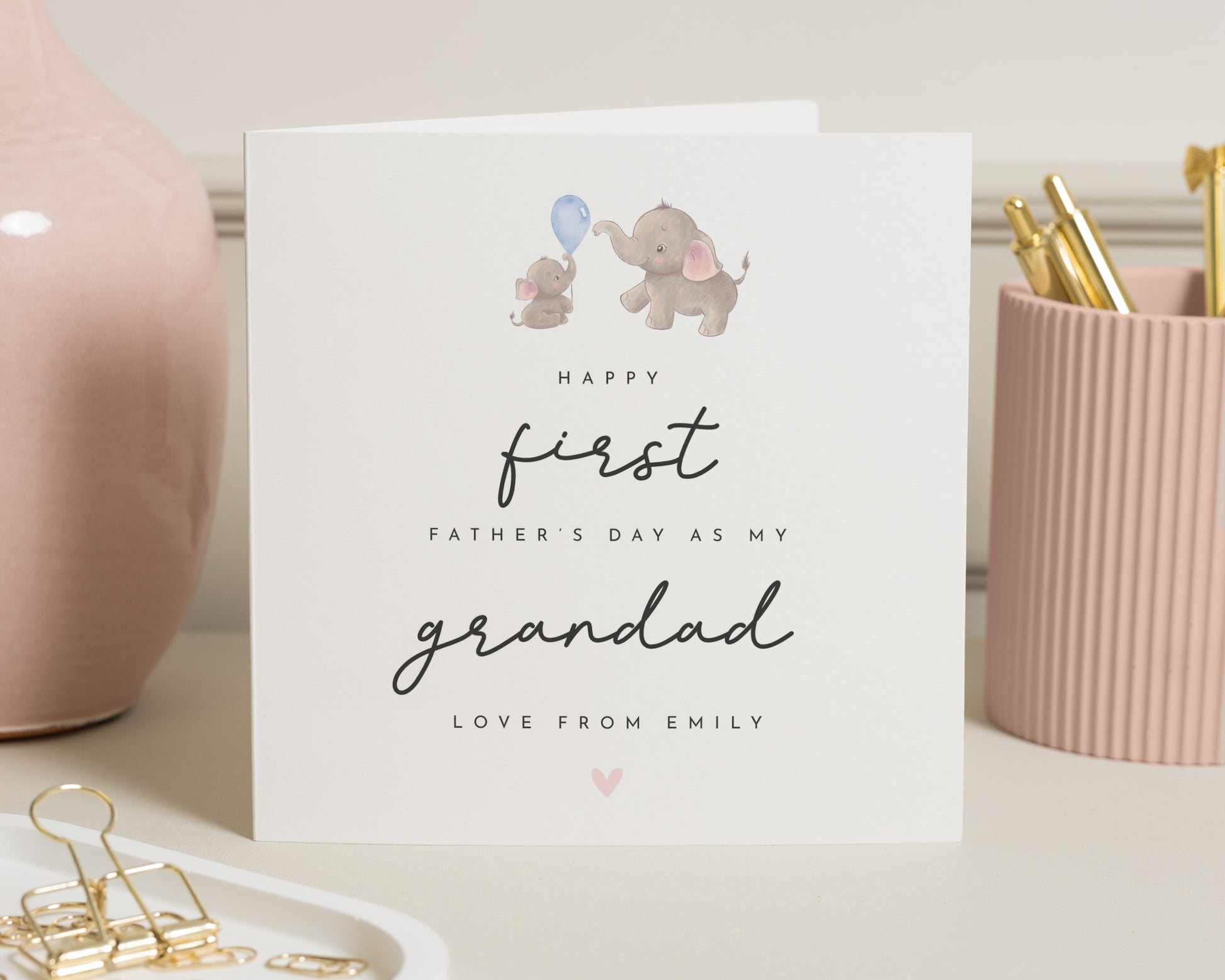 First Fathers Day Card for Grandad, Personalised Card from Baby, Elephant Fathers Day Card, Cute Grandad Card, Fathers Day Card UK