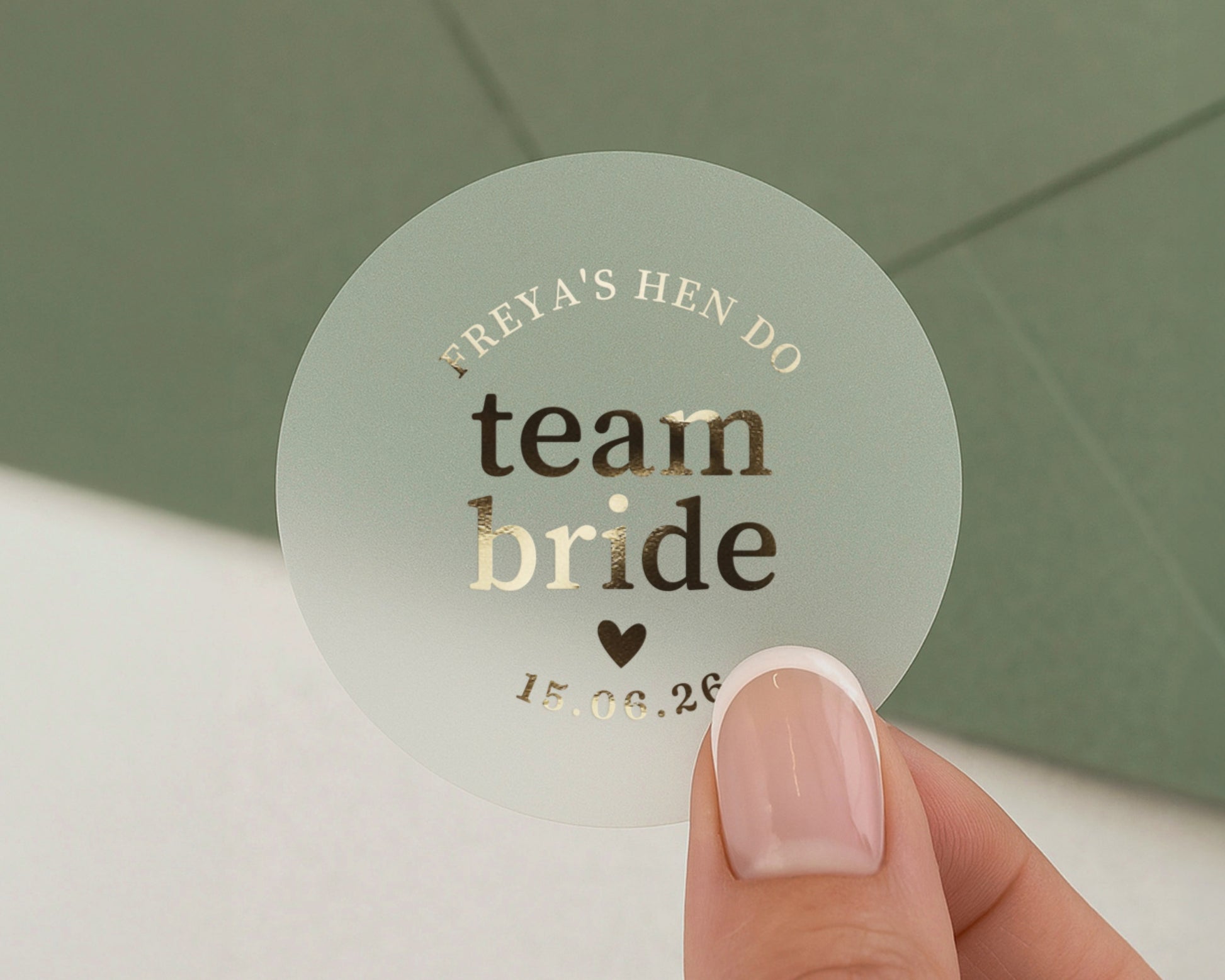 Team Bride Hen Do Sticker, Personalised Hen Party Sticker, Bridal Shower Label, Custom Team Bride Sticker, Gold Foil Hen Party Favour