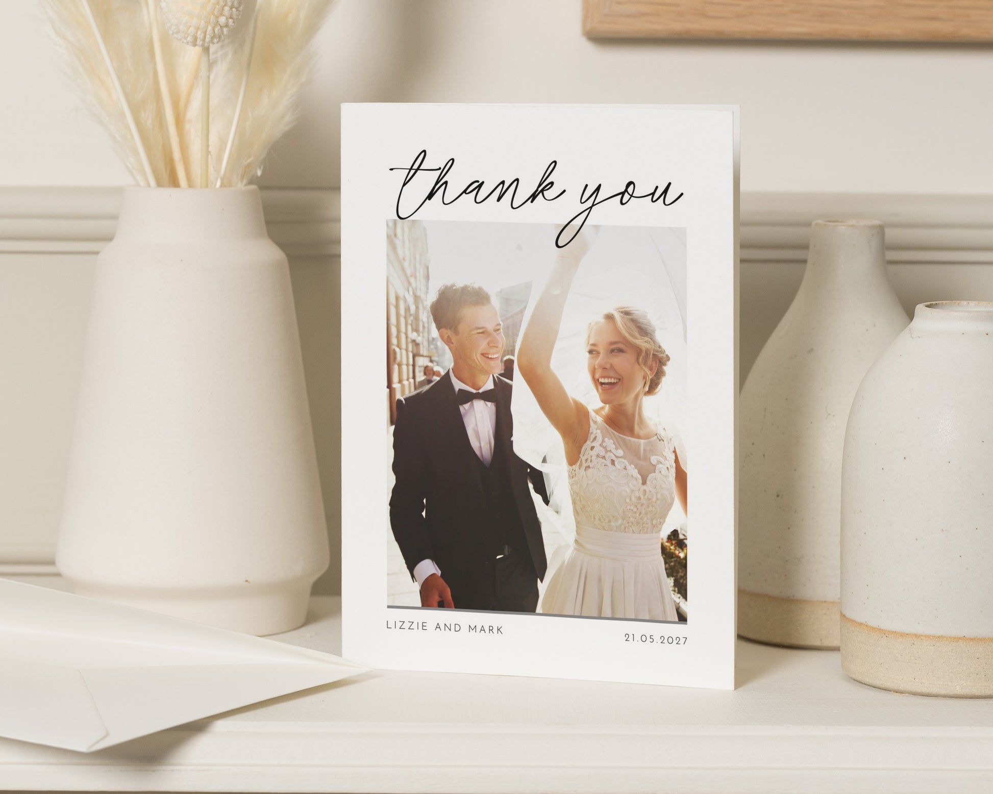 Personalised Wedding Thank You Cards, Photo Wedding Thank You Card, Simple Thank You Cards, Folded Wedding Thank You Cards, A6 Wedding Cards
